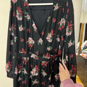 Express Black Floral Long Sleeve Dress